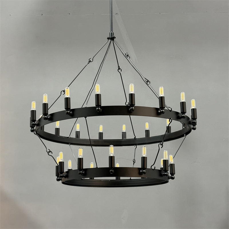 Camia 2-Tier Filament Round Chandelier<38"-73">