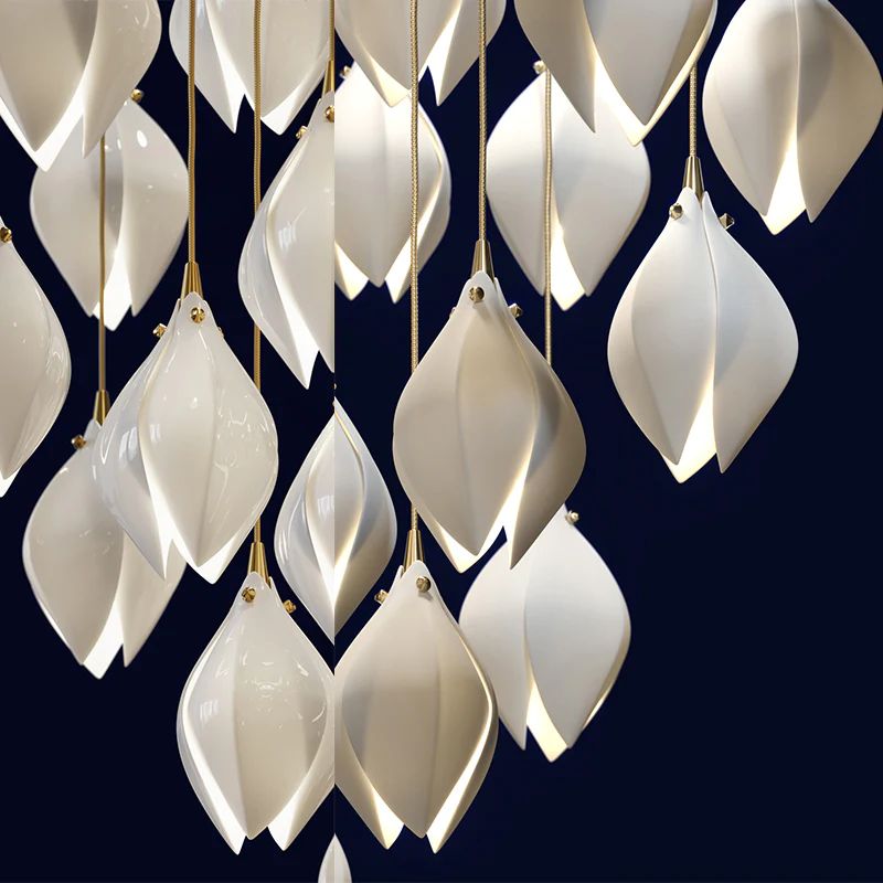 Ceramic Magnolia Flower Pendant Light