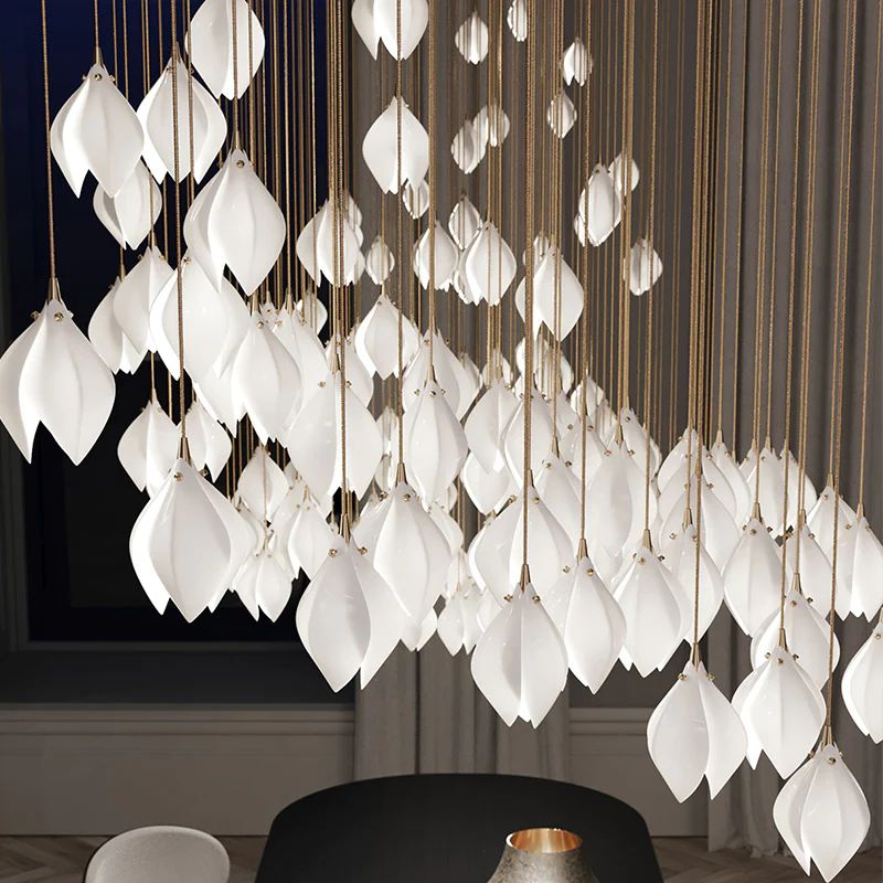 Ceramic Magnolia Flower Pendant Light