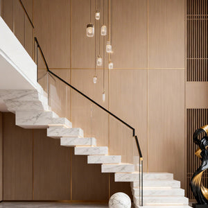Chandelier for Staircase Full Copper Luxury Crystal Ceiling Light