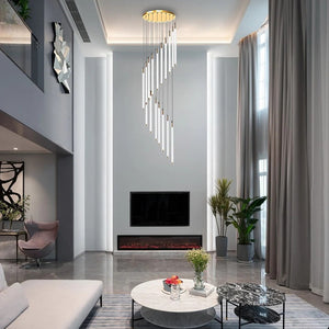 Contemporary Staircase Chandelier Spiral Tube Ceiling Light