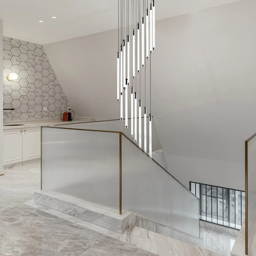 Contemporary Staircase Chandelier Spiral Tube Ceiling Light