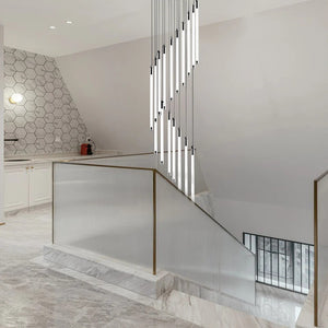 Contemporary Staircase Chandelier Spiral Tube Ceiling Light
