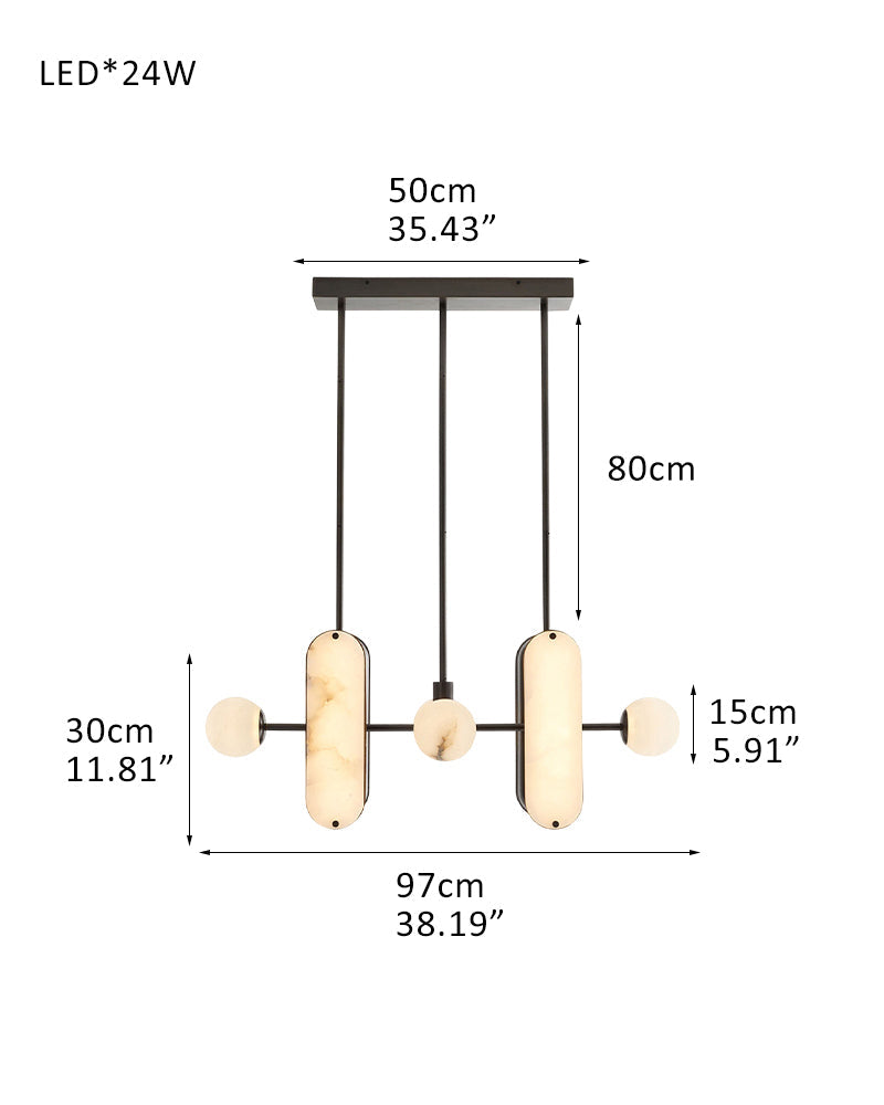 8-Light LED Alabaster Linear Pendant