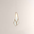 Modern pendant light with geometric design on a neutral background