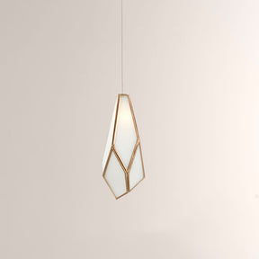 Modern pendant light with geometric design on a neutral background