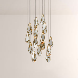 Glara Mirror Round Multi-Drop Pendant