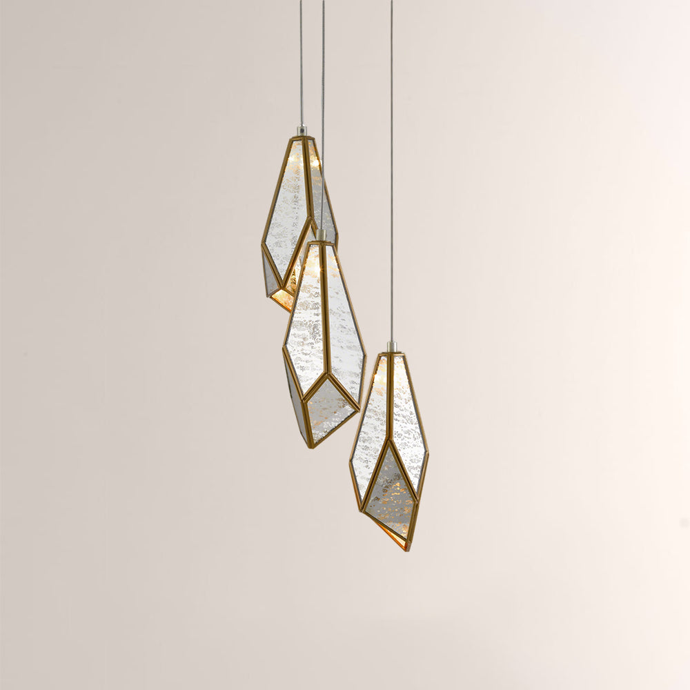 Glara Mirror Round Multi-Drop Pendant