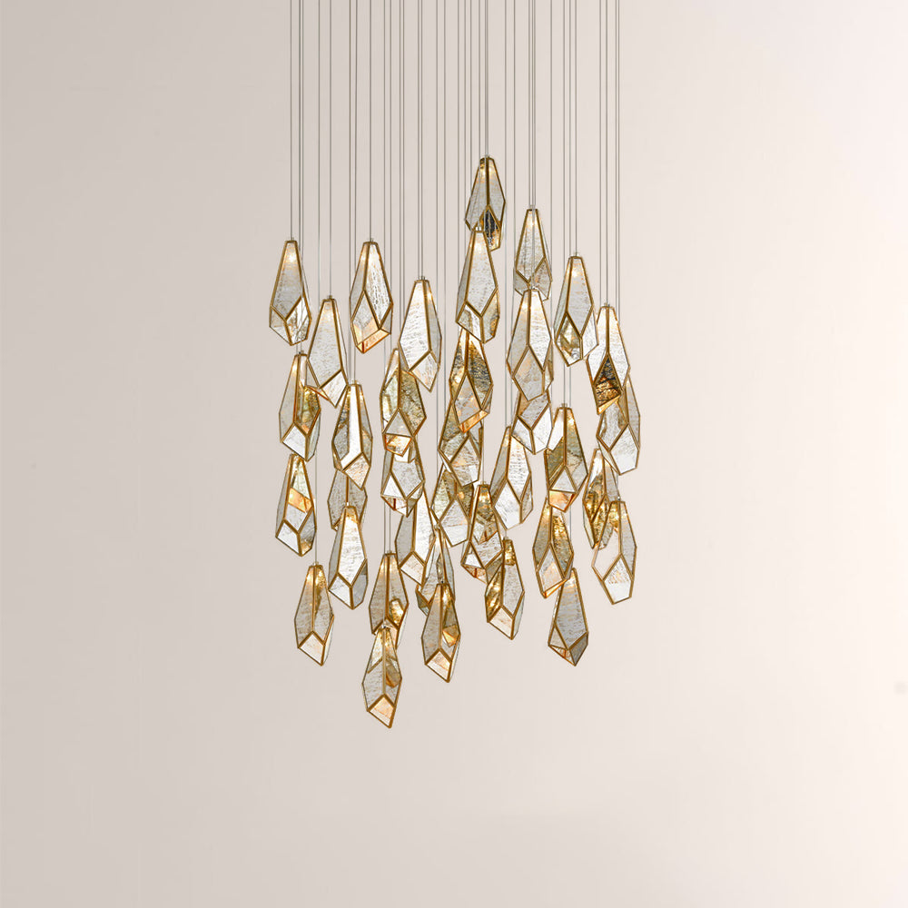Glara Mirror Round Multi-Drop Pendant