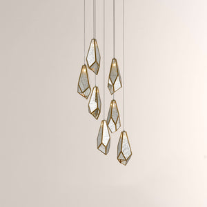 Glara Mirror Round Multi-Drop Pendant