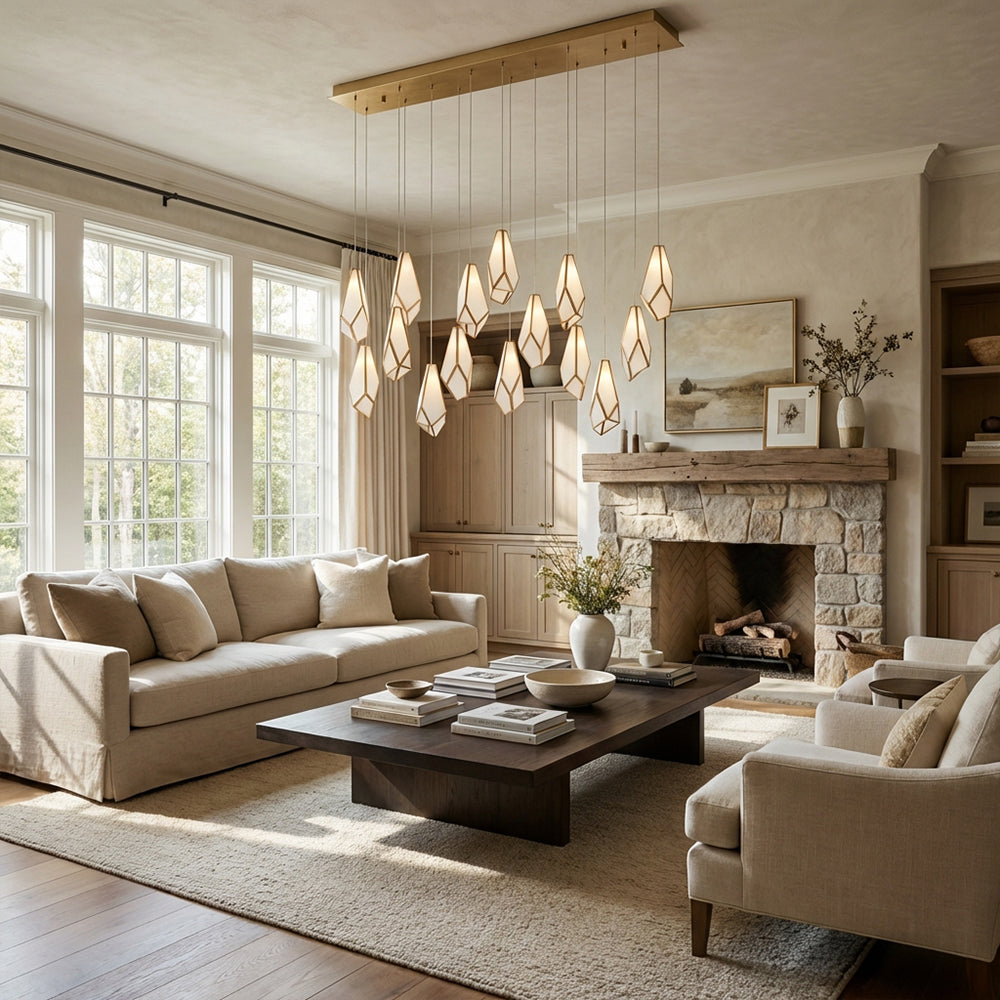 Glara White Linear Multi-Drop Pendant