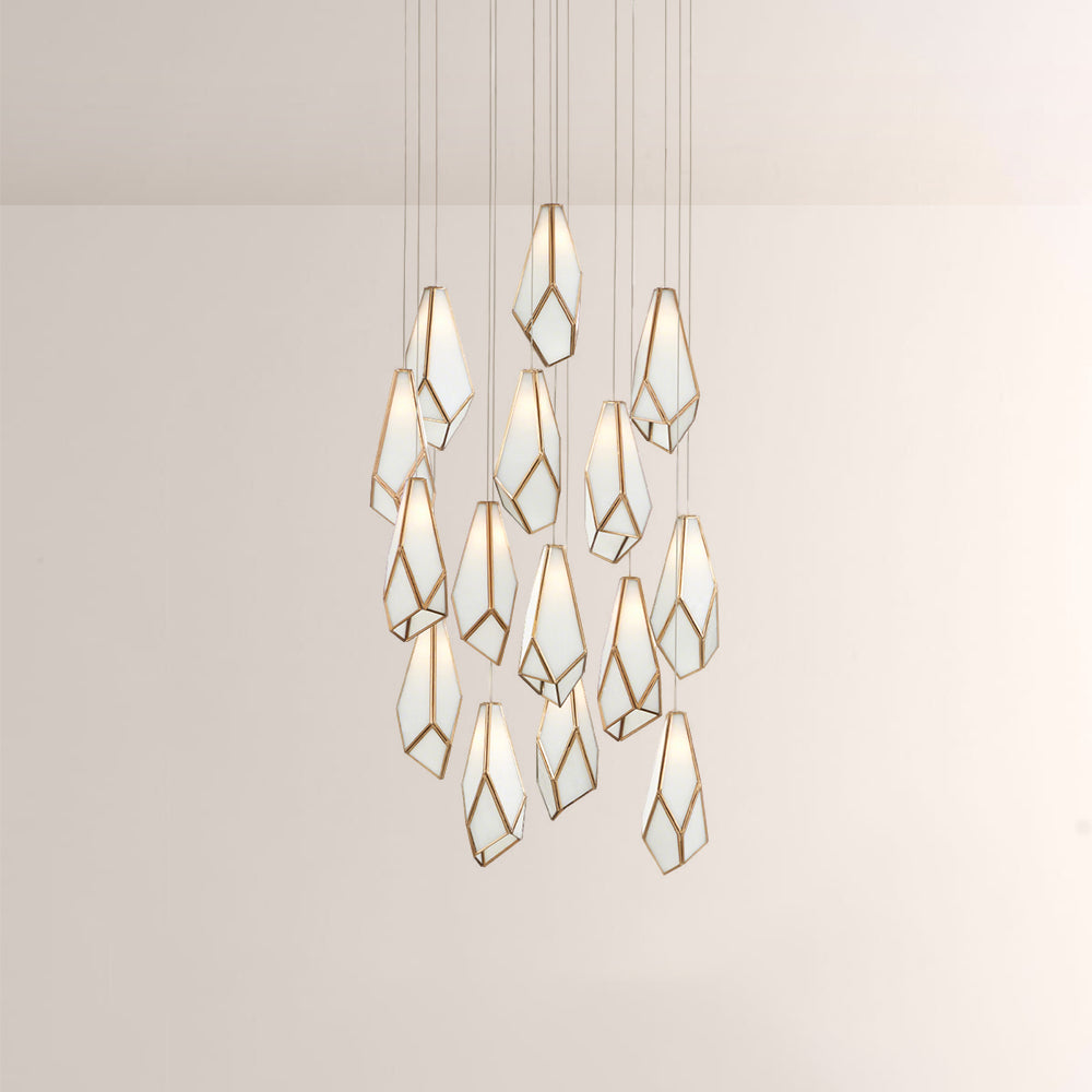 Glara White Round Multi-Drop Pendant