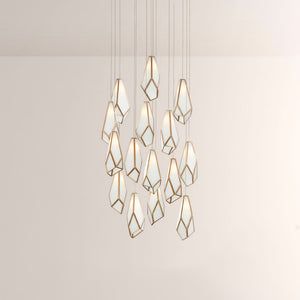 Glara White Round Multi-Drop Pendant