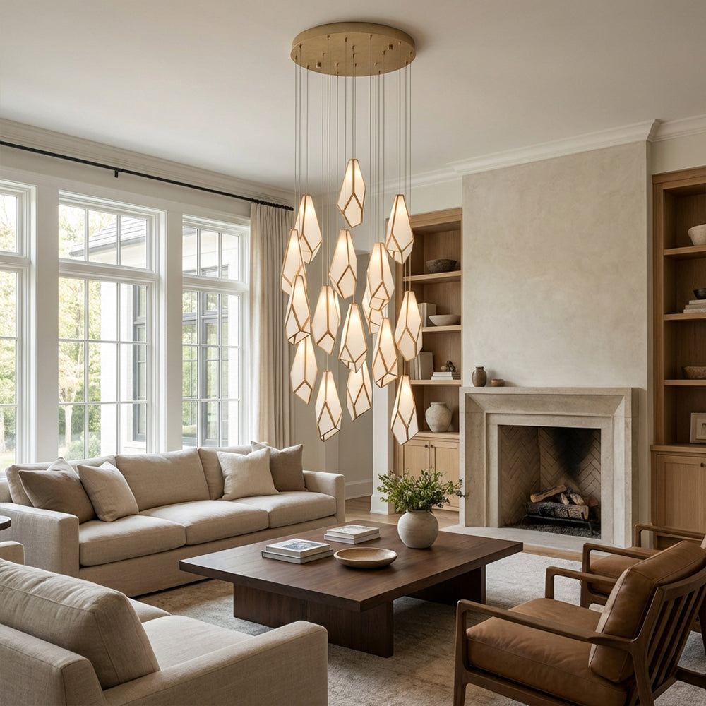 Glara White Round Multi-Drop Pendant