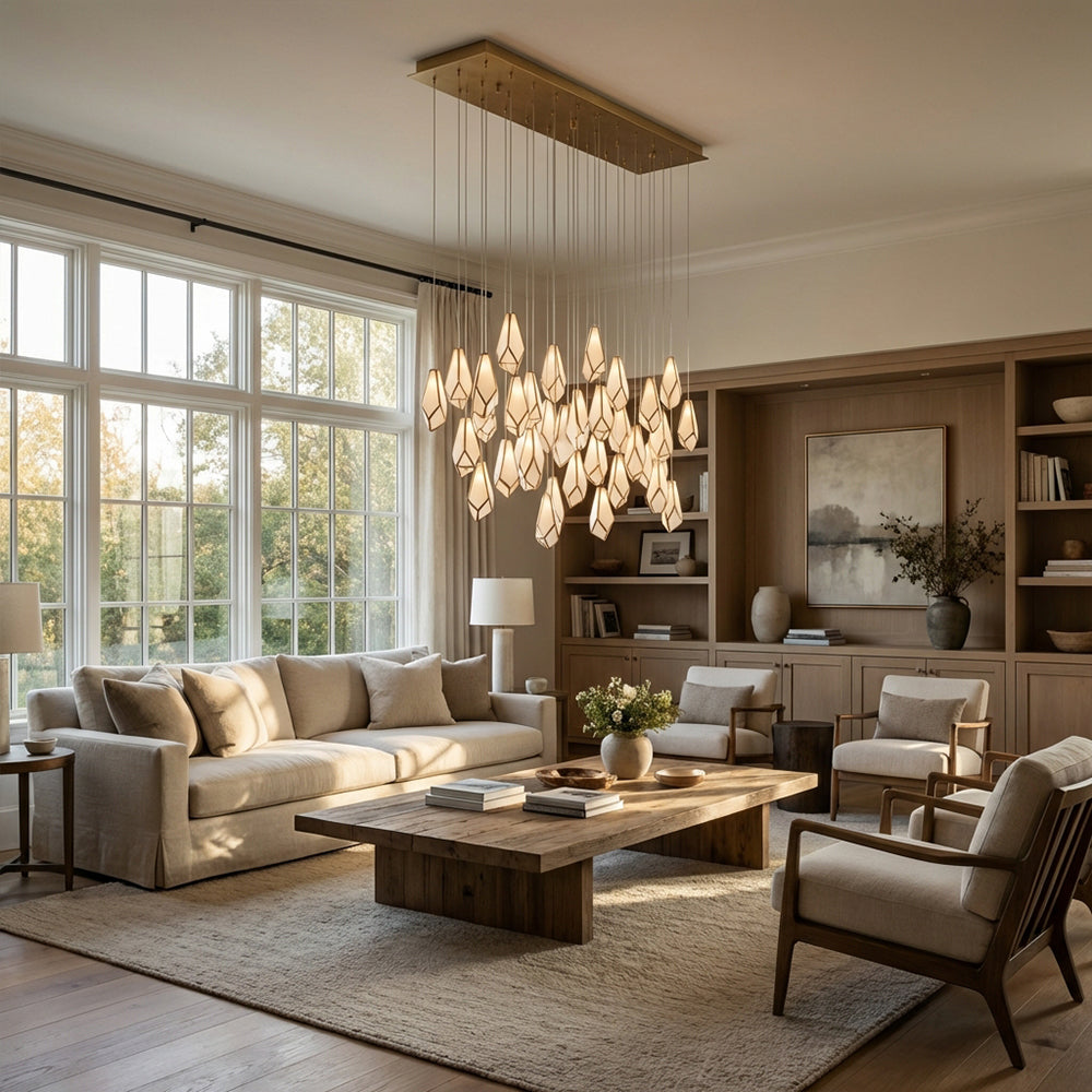 Glara White Linear Multi-Drop Pendant