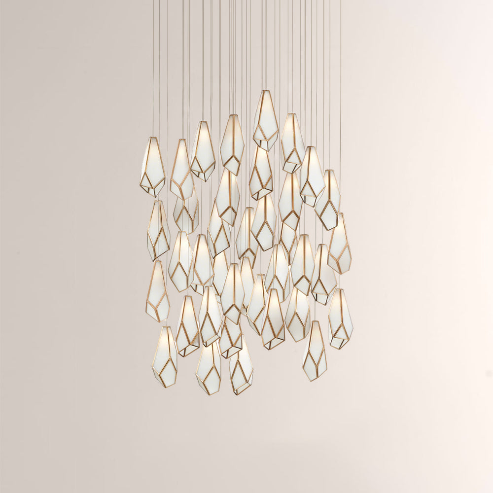 Glara White Round Multi-Drop Pendant
