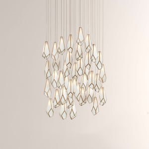 Glara White Round Multi-Drop Pendant