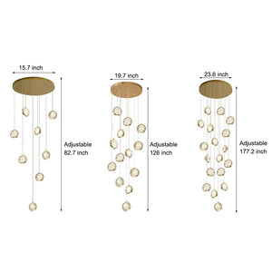 Global Crystal Cluster Adjustable Luxury Staircase Modern Long Chandelier