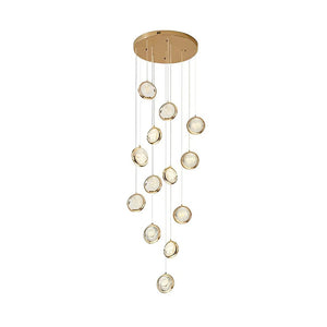 Global Crystal Cluster Adjustable Luxury Staircase Modern Long Chandelier