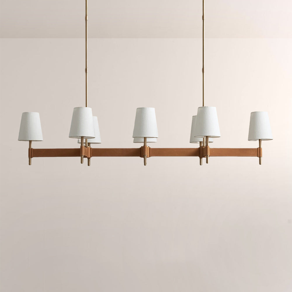 Havelle Leather Brass Linear Chandelier
