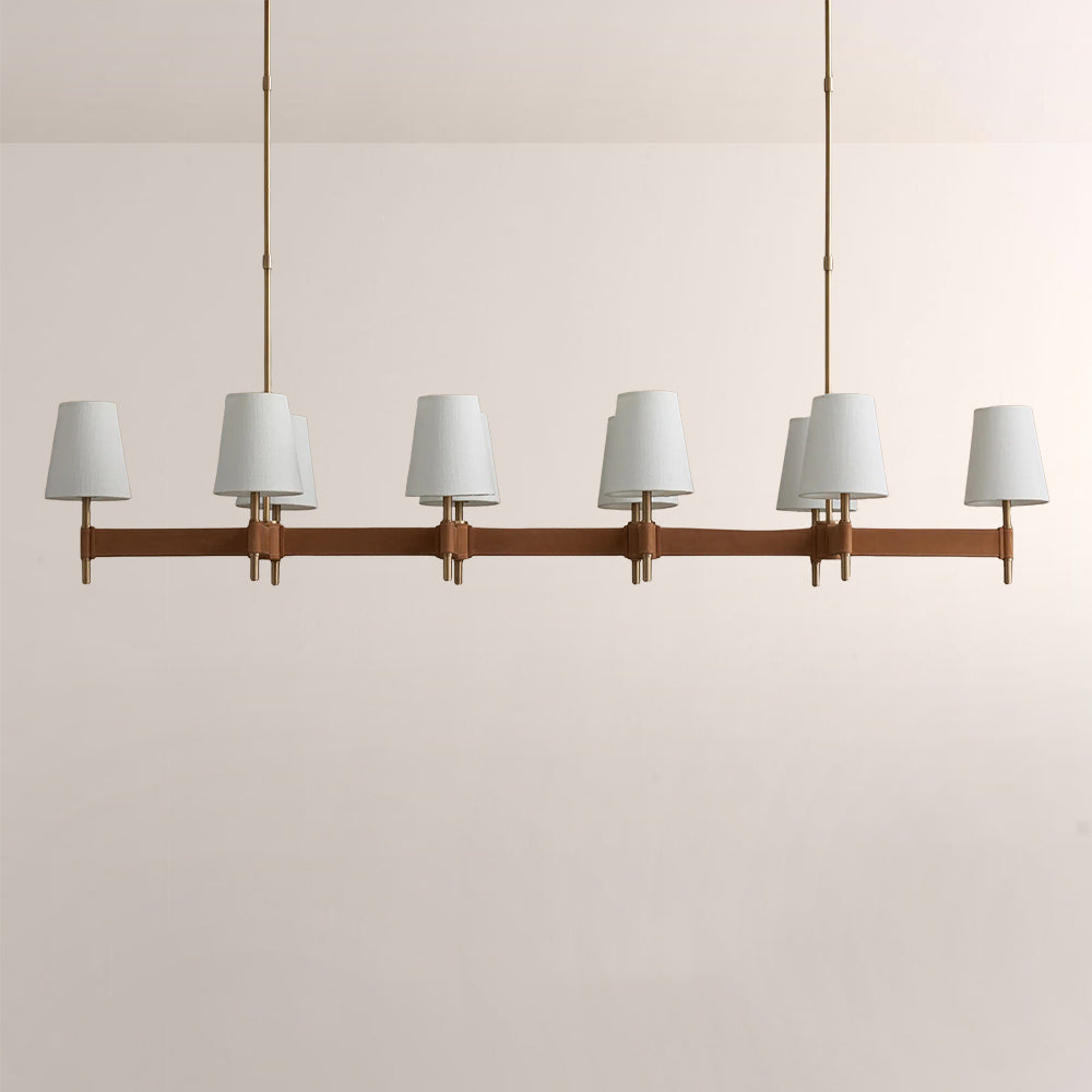 Havelle Leather Brass Linear Chandelier