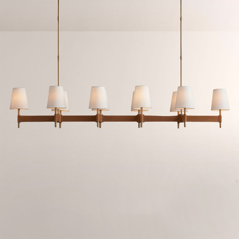Havelle Leather Brass Linear Chandelier