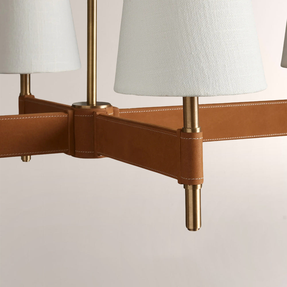 Havelle Leather Brass Linear Chandelier