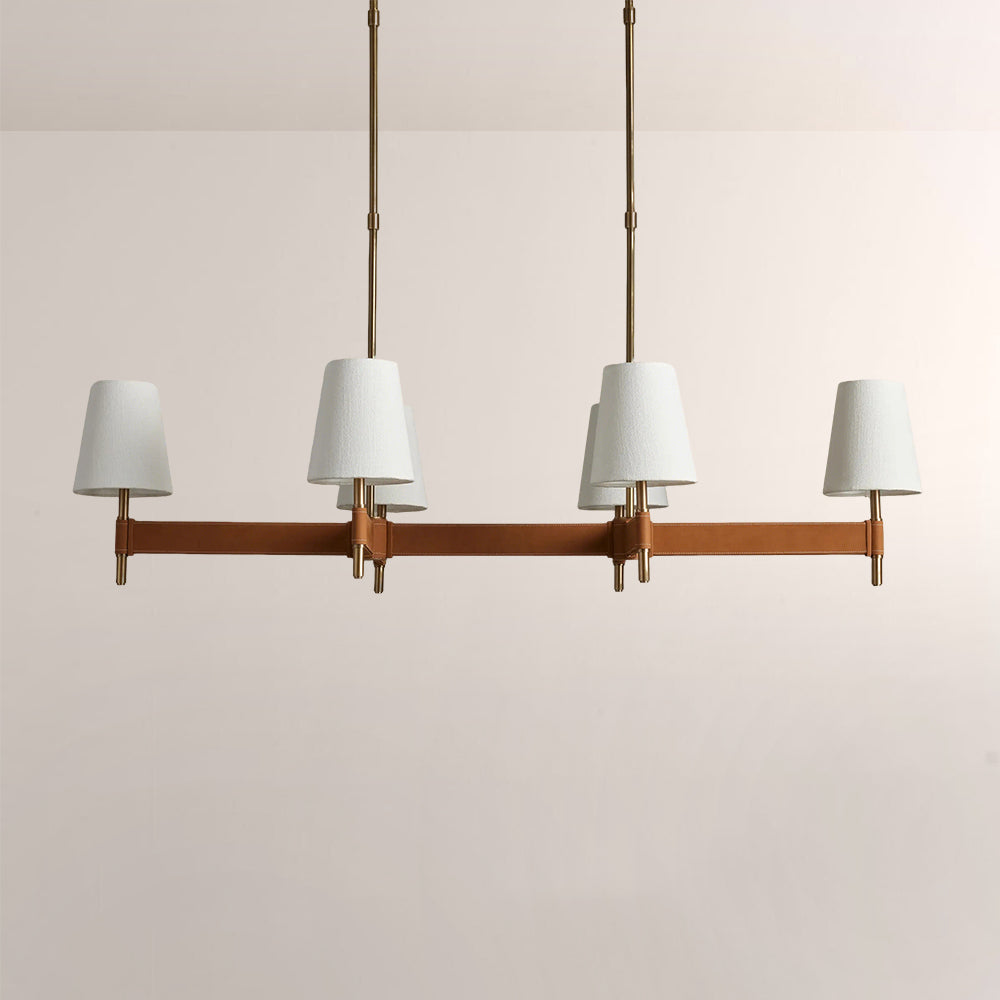 Havelle Leather Brass Linear Chandelier