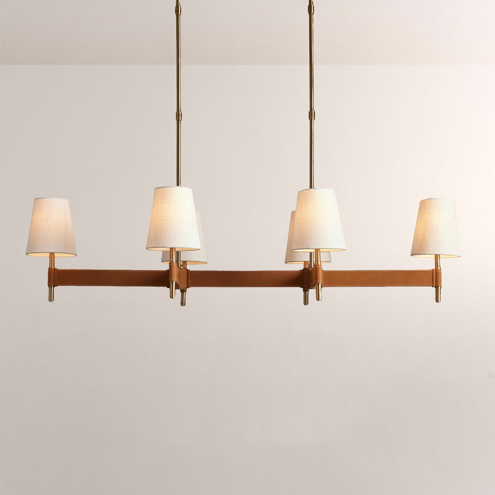 Havelle Leather Brass Linear Chandelier