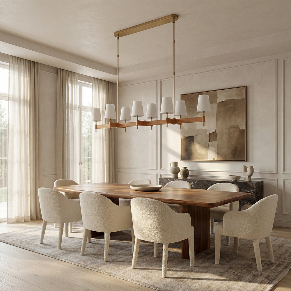 Havelle Leather Brass Linear Chandelier