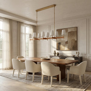 Havelle Leather Brass Linear Chandelier