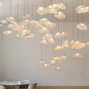 Industrial Metal Glass Bubble Irregular Oval Staircase Chandeliers