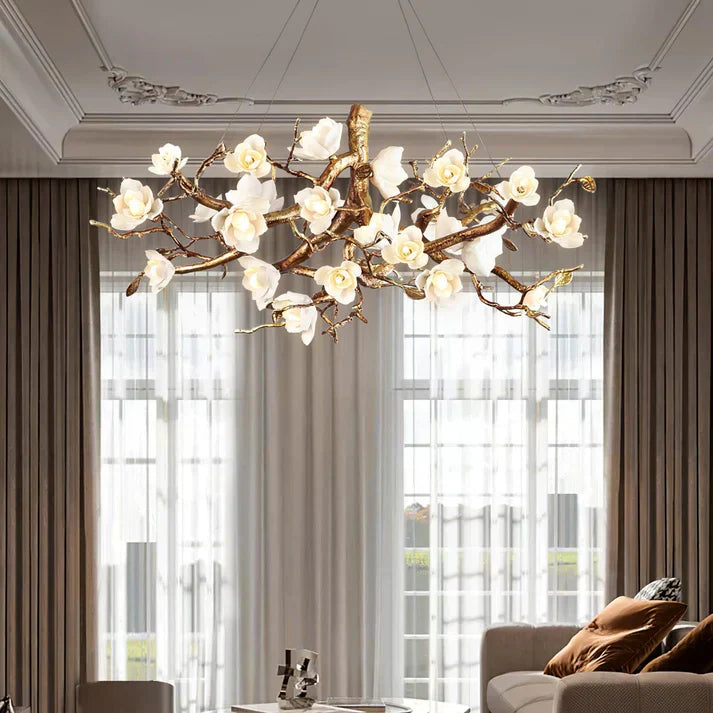 Liora Magnolia Branch & Porcelain Bloom Chandelier