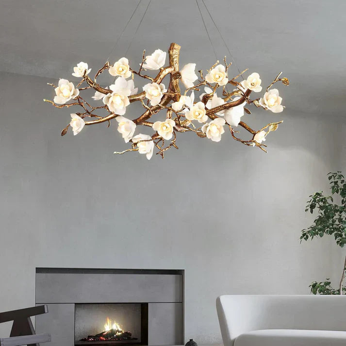 Liora Magnolia Branch & Porcelain Bloom Chandelier