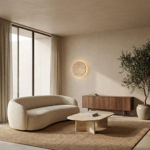 Odette Travertine Disc Outdoor Sconce