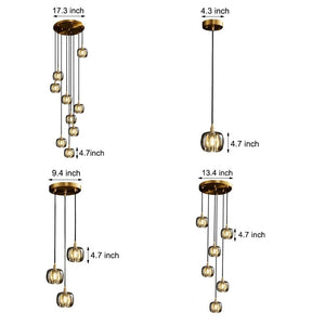 Long Spiral Cubes Crystal Chandelier for Staircase