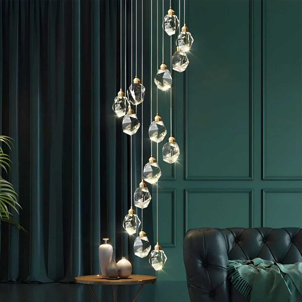 Luxury Staircase Chandelier Modern Spiral Crystal High Ceiling Light