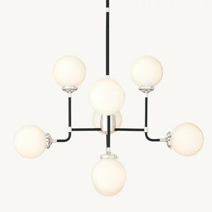 Machinist Globe Milk Glass Chandelier