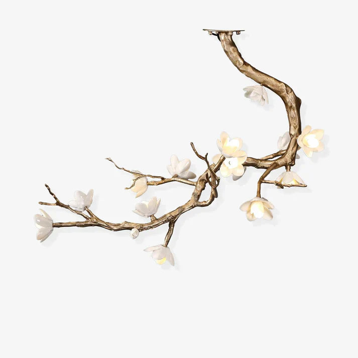 Magno Magnolia Branch Brass Chandelier