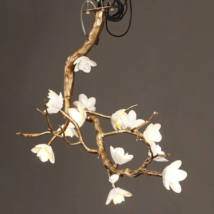 Magno Magnolia Branch Brass Chandelier