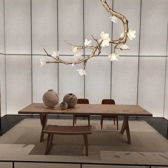 Magno Magnolia Branch Brass Chandelier
