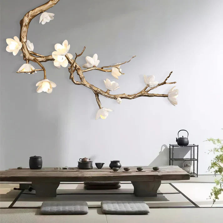 Magno Magnolia Branch Brass Chandelier
