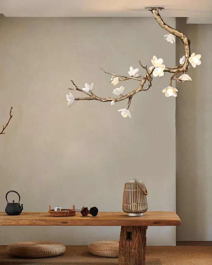Magno Magnolia Branch Brass Chandelier