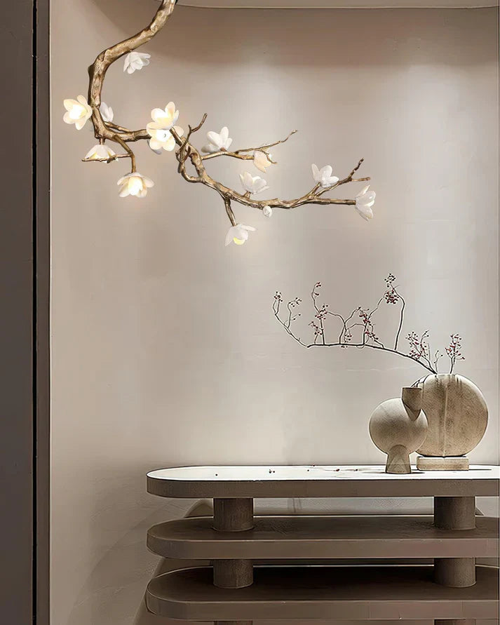 Magno Magnolia Branch Brass Chandelier