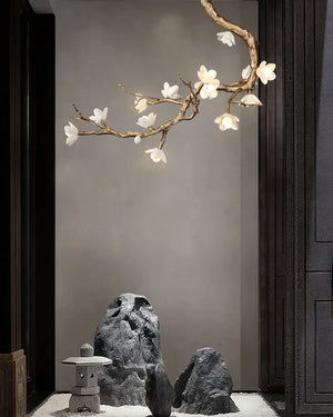 Magno Magnolia Branch Brass Chandelier