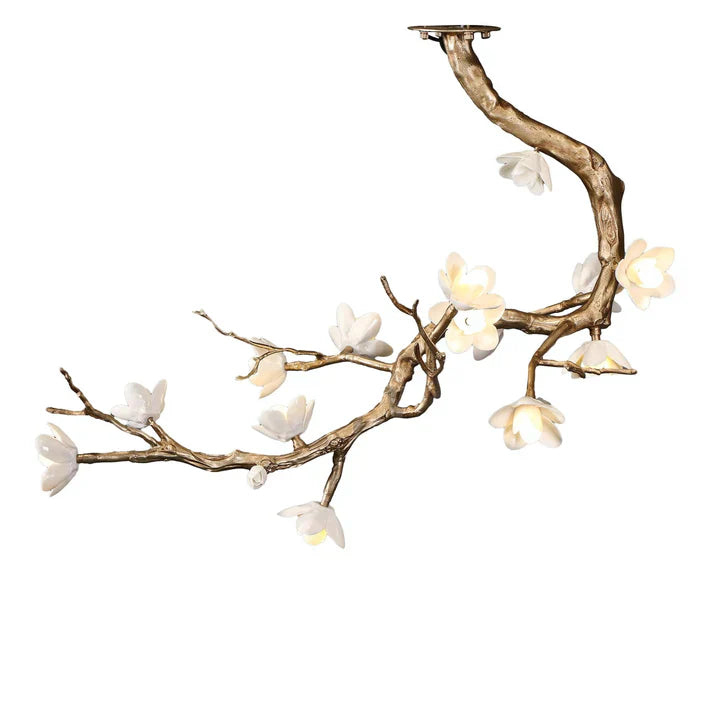 Magno Magnolia Branch Brass Chandelier