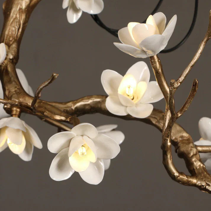 Magno Magnolia Branch Brass Chandelier