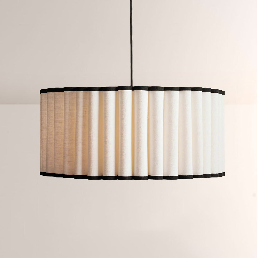 Maro Pleated Linen & Black Trim Pendant