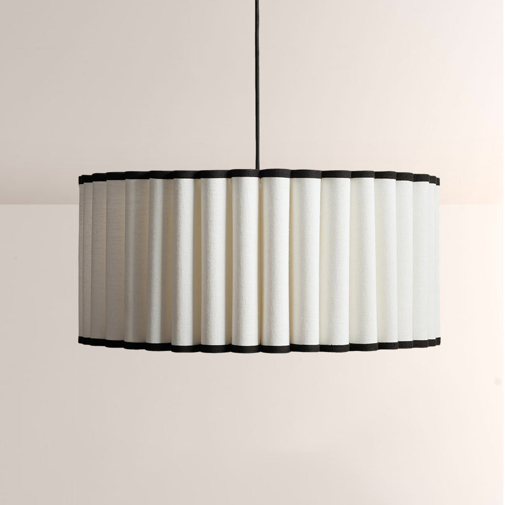 Maro Pleated Linen & Black Trim Pendant