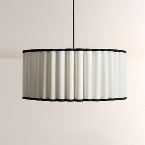 Maro Pleated Linen & Black Trim Pendant